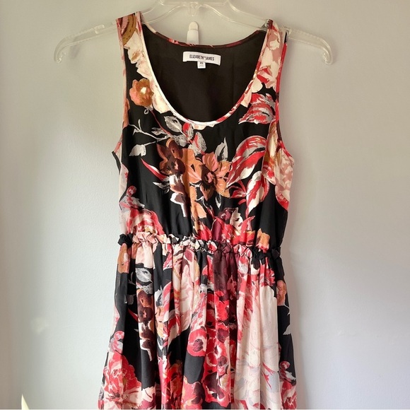 Elizabeth and James Silk Black and Floral Sleeveless Dress - Picture 4 of 7